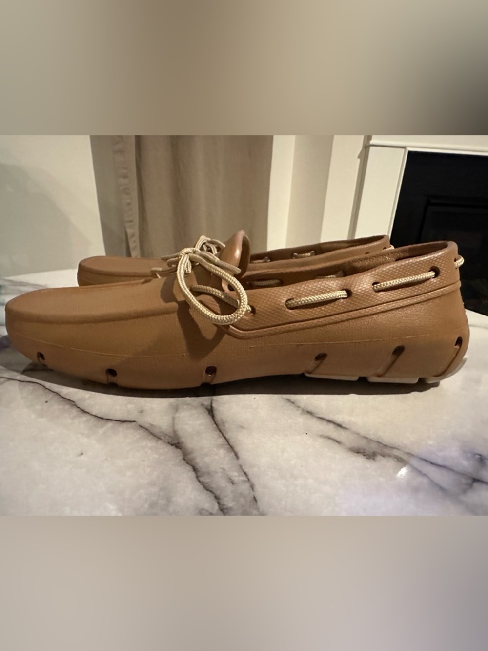 Men's Casual Slip-On Boat Shoes in camel color